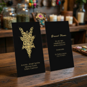Tarjeta De Visita Velas Rituales Amuletos Místicos de Lujo Negro y D