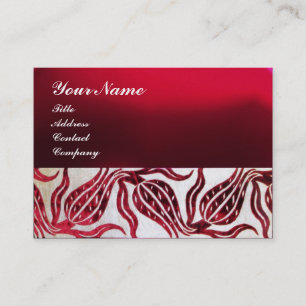 Tarjeta De Visita VELVET ROJO DAMASK TULIP MONOGRAM Burgundy Pearl