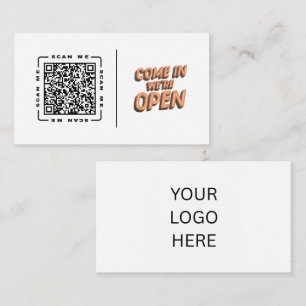 Tarjeta De Visita Ven a visitarnos, estamos abiertos   Código QR y l