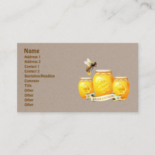 Tarjeta De Visita Vendedor de Miel de Abeja Apicultor Apiarista