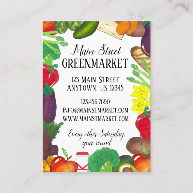 Tarjeta De Visita Vendedoras de verduras de compras Greenmarket Chef (Anverso)