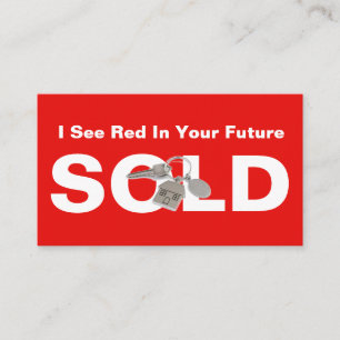 Tarjeta de visita vendida agente inmobiliario rojo