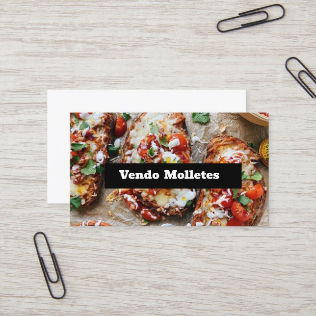 Tarjeta De Visita Vendo molletes (Anverso/Reverso In Situ)
