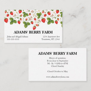 Tarjeta De Visita Venta de bayas U-Pick en el campo de fresas Berry