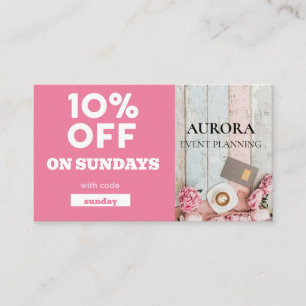 Tarjeta De Visita Venta de descuento de planeación de eventos