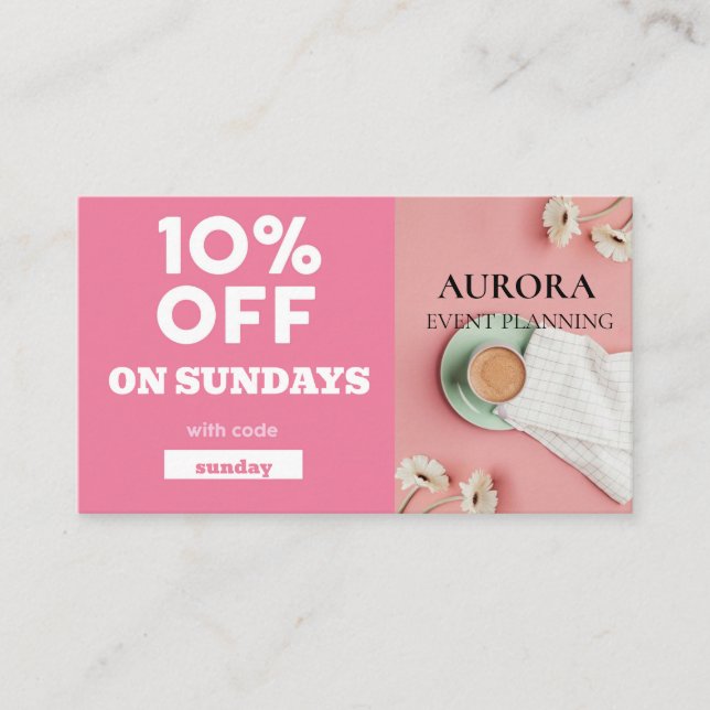 Tarjeta De Visita Venta de descuento de planeación de eventos (Anverso)