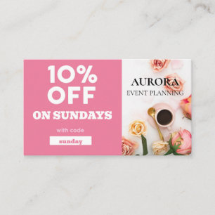 Tarjeta De Visita Venta de descuento de planeación de eventos