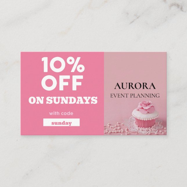 Tarjeta De Visita Venta de descuento de planeación de eventos (Anverso)