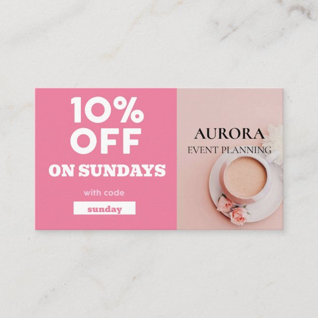 Tarjeta De Visita Venta de descuento de planeación de eventos (Anverso)