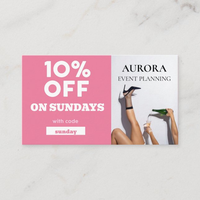 Tarjeta De Visita Venta de descuento de planeación de eventos (Anverso)