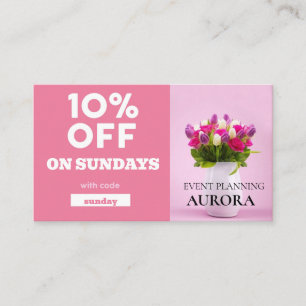 Tarjeta De Visita Venta de descuento de planificación de eventos