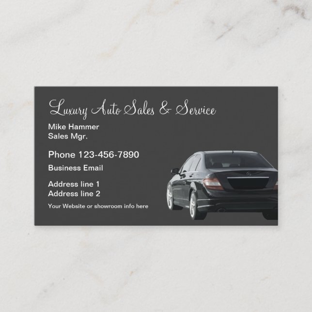 Tarjeta De Visita Venta y servicio de automóviles de lujo (Anverso)