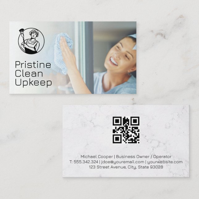 Tarjeta De Visita Ventana de vidrio de limpieza para mujeres (Anverso / Reverso)