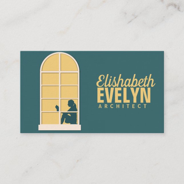 Tarjeta De Visita Ventana Leyendo libro (Anverso)