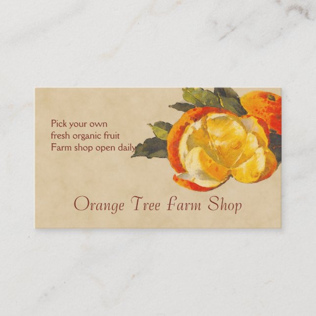 Tarjeta De Visita Ventas anaranjadas de la fruta (Anverso)
