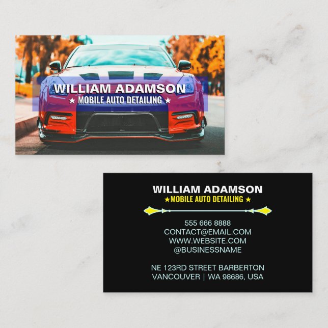 Tarjeta De Visita Ventas de automóviles, reparación automática, desa (Anverso / Reverso)
