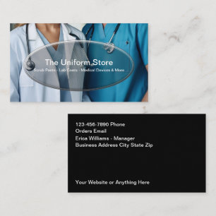 Tarjeta De Visita Ventas y servicio de uniformes de trabajo médico