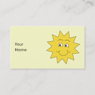 Tarjeta De Visita Verano amarillo brillante Sun. Cara sonriente