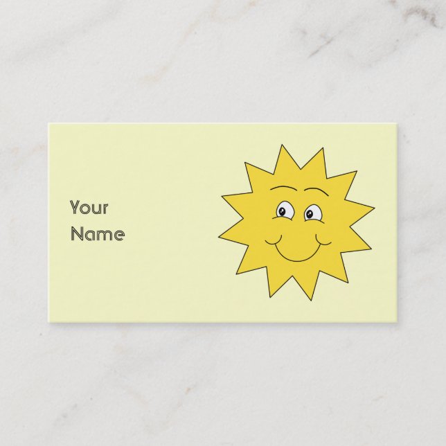 Tarjeta De Visita Verano amarillo brillante Sun. Cara sonriente (Anverso)