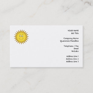 Tarjeta De Visita Verano amarillo Sun con una cara feliz