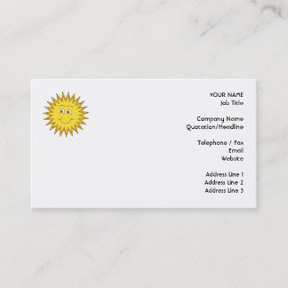 Tarjeta De Visita Verano amarillo Sun con una cara feliz