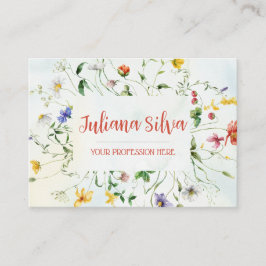 Tarjeta De Visita Verano de flor verde y blanca con QR