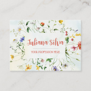 Tarjeta De Visita Verano de flor verde y blanca con QR