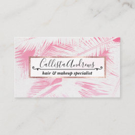 Tarjeta De Visita Verano Giro Pink Blanco Tropical Palm Tree Fronds