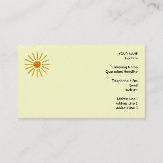 Tarjeta De Visita Verano soleado Sun. Amarillo en la crema