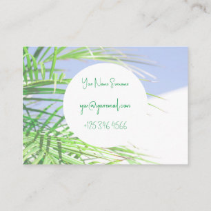 Tarjeta De Visita Verano Vibes Palm Tree deja Pastel verde pálido