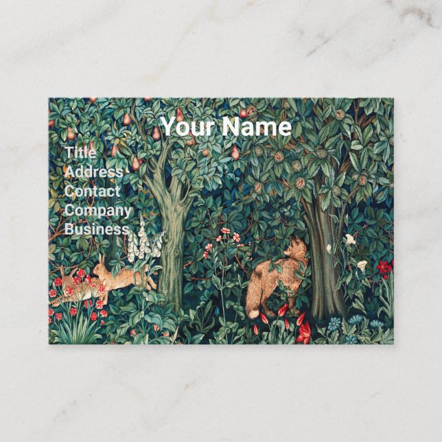 Tarjeta De Visita VERDAD, ANIMALES FORESTALES Hares, Fox, Green Flor (Anverso)