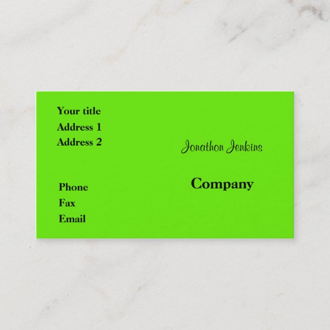 Tarjeta De Visita Verde (Anverso)