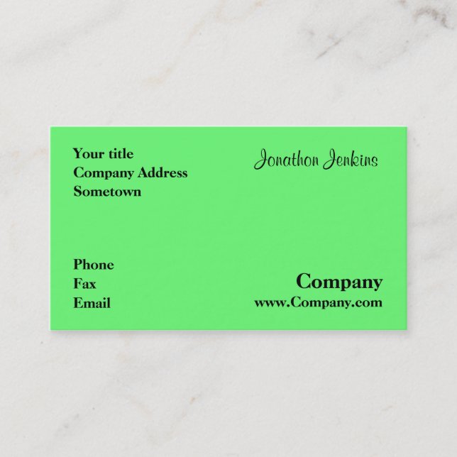 Tarjeta De Visita Verde (Anverso)