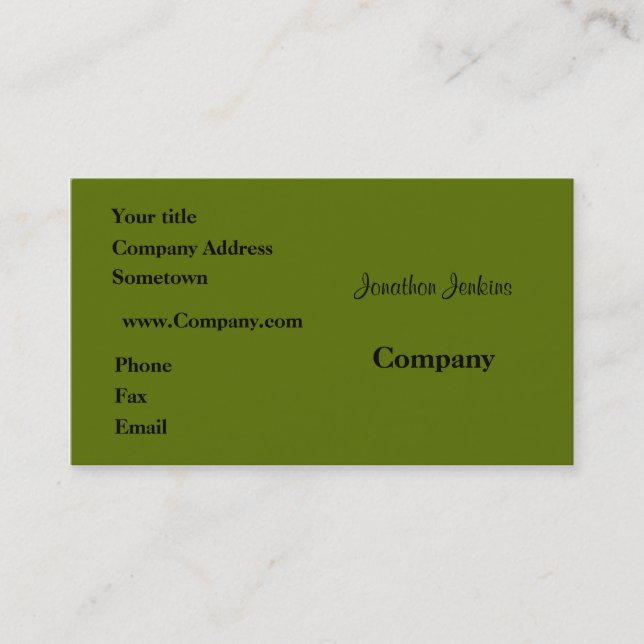 Tarjeta De Visita Verde (Anverso)