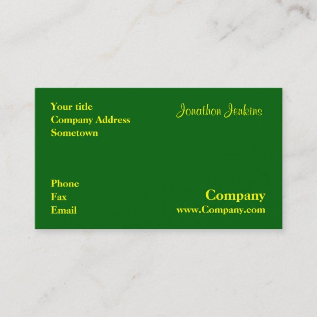 Tarjeta De Visita Verde (Anverso)