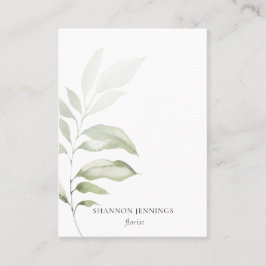 Tarjeta De Visita Verde acuarela moderna Negocio blanco mínimo