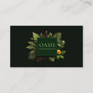 Tarjeta De Visita Verde Amarillo Flor Rojo Baya Negro Botánico