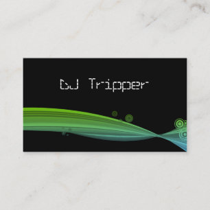 Tarjeta De Visita Verde azul de DJ de la onda de visita del negro