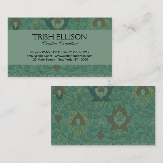 Tarjeta De Visita Verde azul del circulo chino antiguo (Anverso / Reverso)