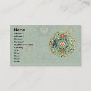 Tarjeta De Visita Verde azul del circulo chino antiguo