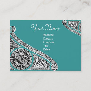 Tarjeta De Visita Verde azul del monograma 2 del RENACIMIENTO