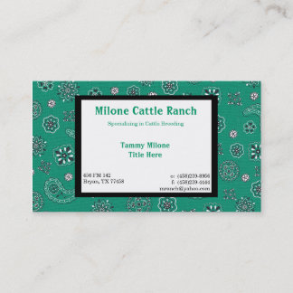 Tarjeta de visita verde azulada del pañuelo