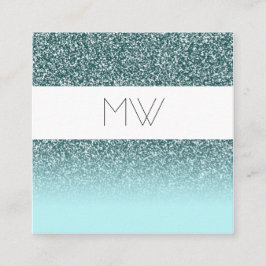 Tarjeta de visita verde azulada del purpurina