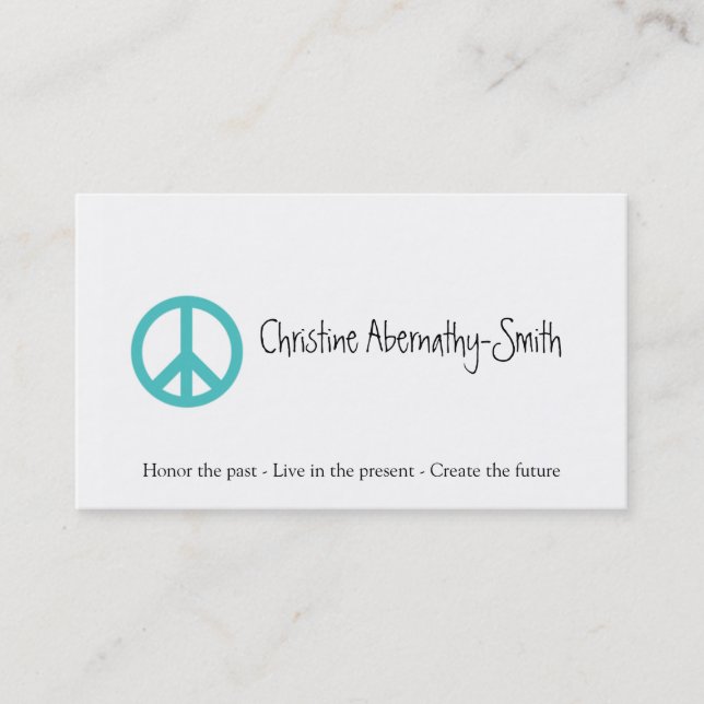 Tarjeta de visita verde azulada del símbolo de paz (Anverso)
