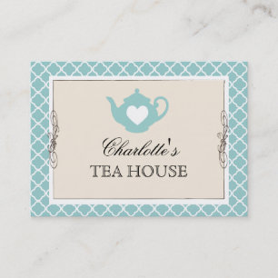 Tarjeta de visita verde azulada elegante del té d
