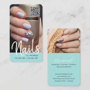 Tarjeta De Visita Verde azulada moda moderna código QR foto de clav