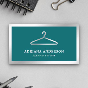 Tarjeta De Visita Verde azulada ropa de plata colgante estilo de mod