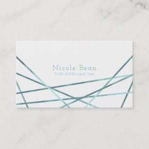 Tarjeta De Visita Verde azulado Aqua Líneas Geométricas Modernas Gla