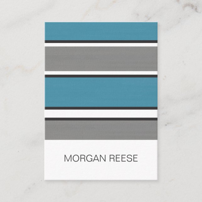 Tarjeta De Visita Verde azulado Blue Gray Black and White Stripes Mo (Anverso)