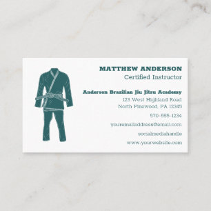 Tarjeta De Visita Verde azulado instructor escolar brasileño Jiu Ji